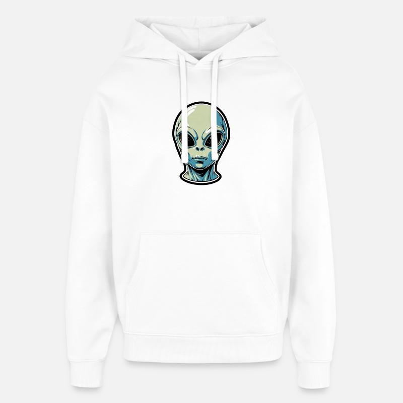 Illustration de la tête d’extraterrestre - Sweat à capuche unisexe Stanley/Stella Oversized - blanc
