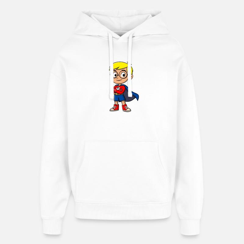 Petit super-héros avec des lunettes - Sweat à capuche unisexe Stanley/Stella Oversized - blanc