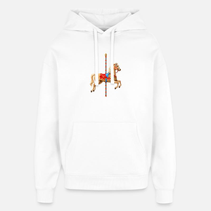 Illustration classique de cheval de carrousel - Sweat à capuche unisexe Stanley/Stella Oversized - blanc