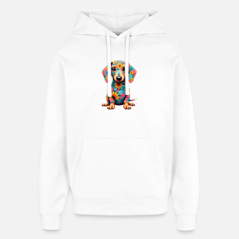 Dackel teckel teckel tekel - Sweat à capuche unisexe Stanley/Stella Oversized - blanc