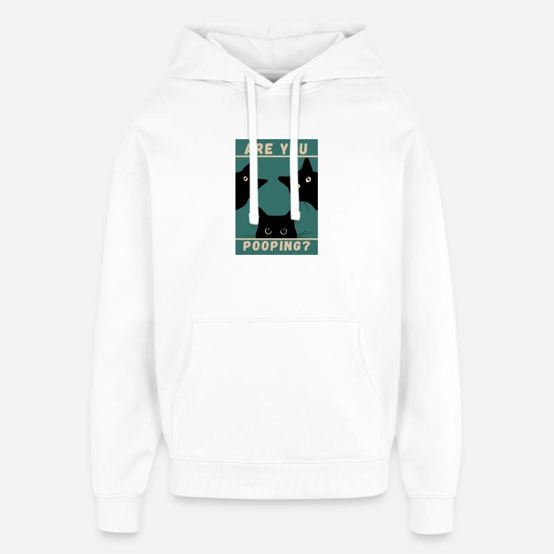 Tu fais caca ? Chats noirs - Sweat à capuche unisexe Stanley/Stella Oversized - blanc