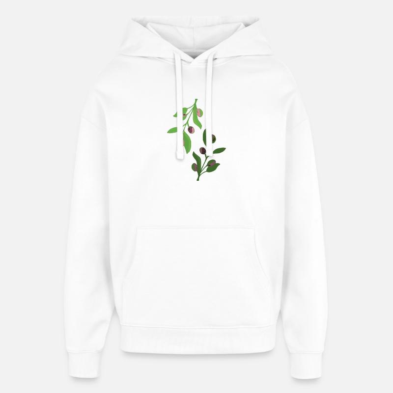 branches d’olivier, vert rose - Sweat à capuche unisexe Stanley/Stella Oversized - blanc