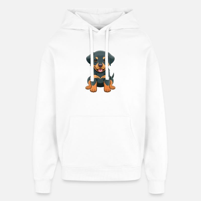 Dessin animé de chiot Rottweiler - Sweat à capuche unisexe Stanley/Stella Oversized - blanc