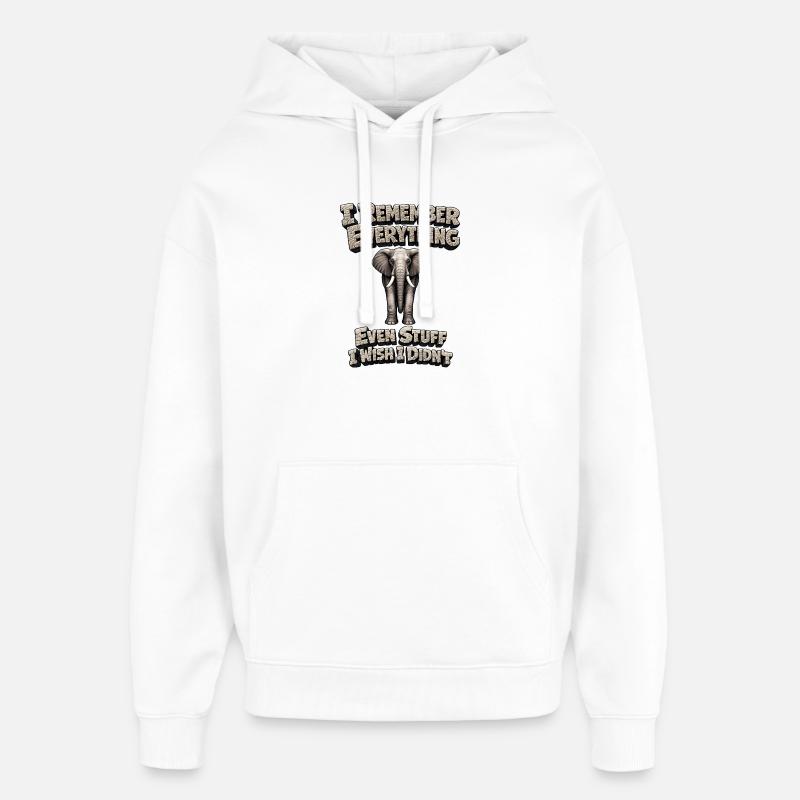 Éléphant mémorable - Sweat à capuche unisexe Stanley/Stella Oversized - blanc