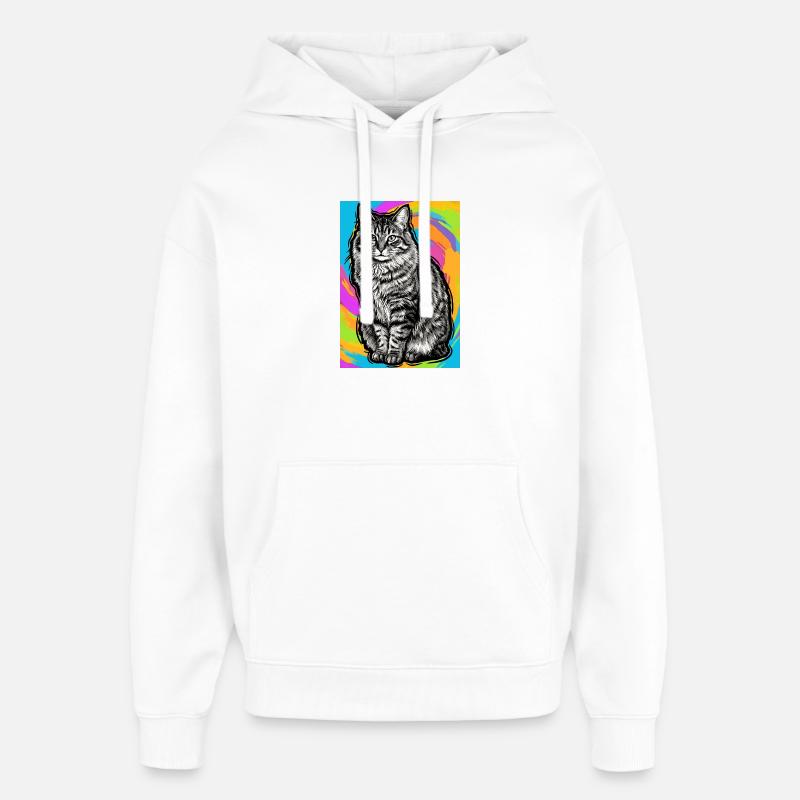 Katze - Oversized Unisex Hoodie von Stanley/Stella - Weiß