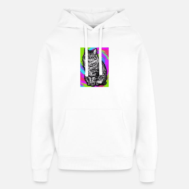 chat - Sweat à capuche unisexe Stanley/Stella Oversized - blanc