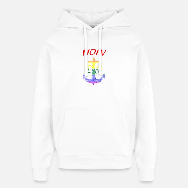 Moin Rainbow Anchor - Sweat à capuche unisexe Stanley/Stella Oversized - blanc