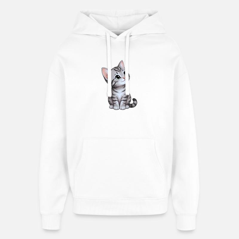 cute kitten - Oversized Unisex Hoodie by Stanley/Stella - white