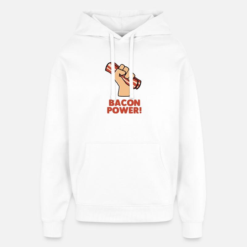 Bacon Power - Oversized Unisex Hoodie by Stanley/Stella - white