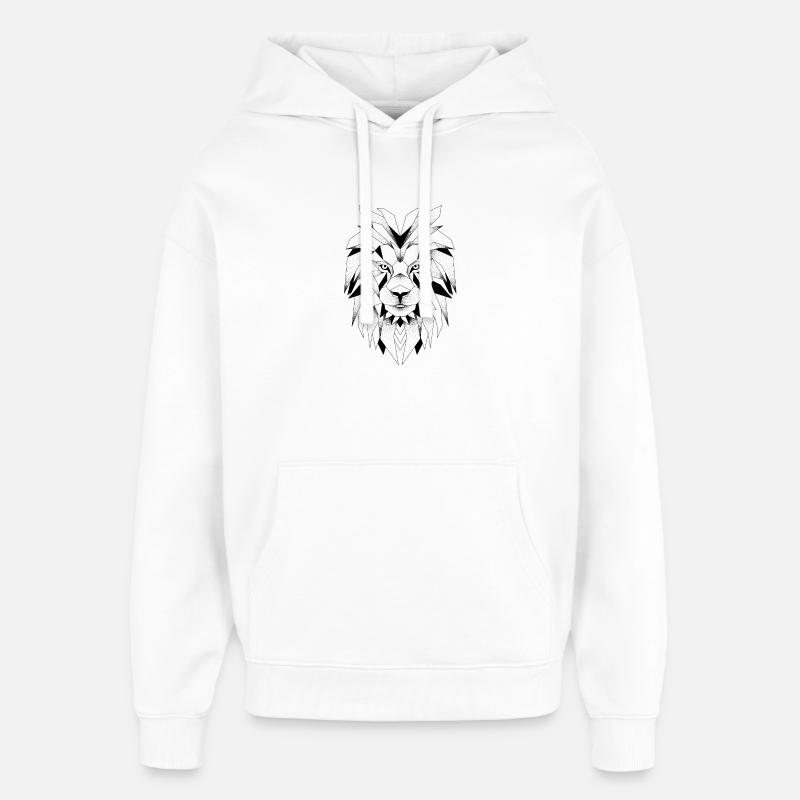 Tête de lion graphique géométrique - Sweat à capuche unisexe Stanley/Stella Oversized - blanc