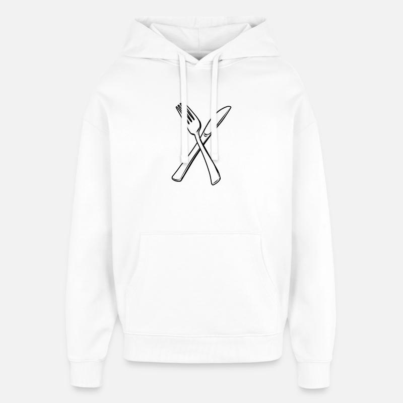 Couteau et fourchette transparents - Sweat à capuche unisexe Stanley/Stella Oversized - blanc