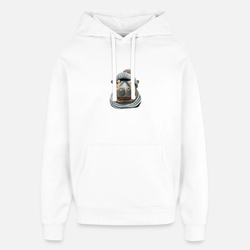 Hippopotamus Bobble Hat - Oversized Unisex Hoodie by Stanley/Stella - white