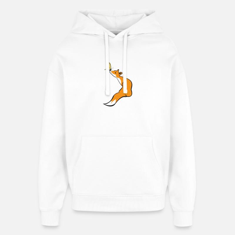 Renard ludique avec papillon - Sweat à capuche unisexe Stanley/Stella Oversized - blanc