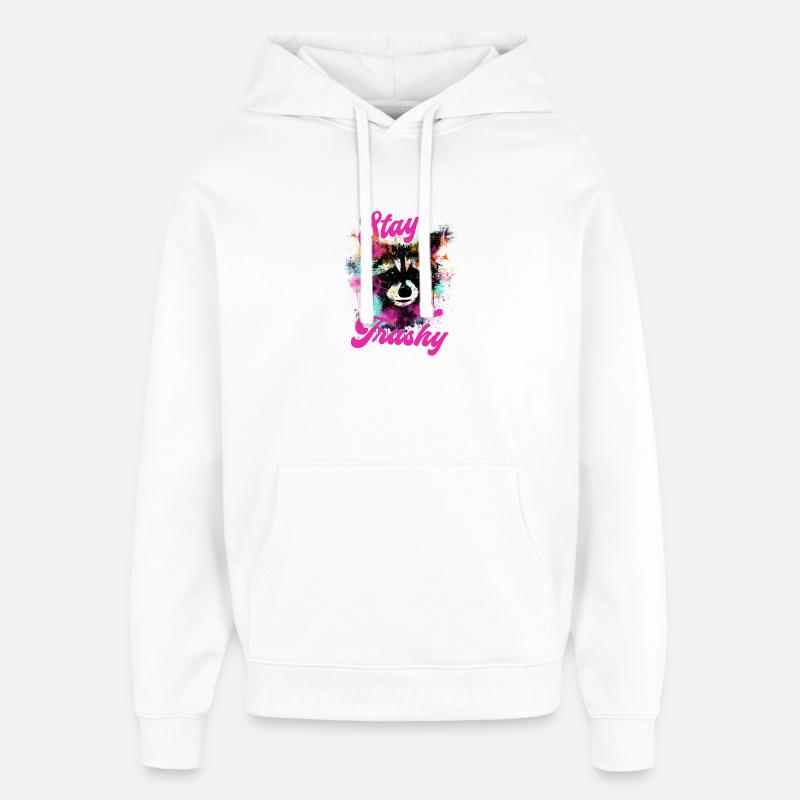 Restez trash - Sweat à capuche unisexe Stanley/Stella Oversized - blanc