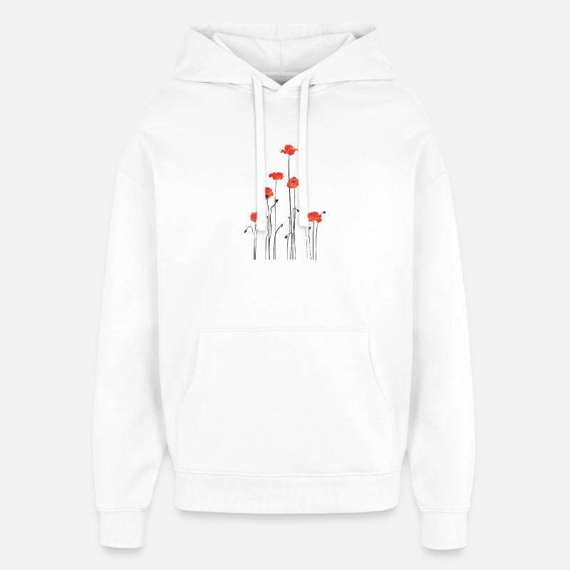 Illustration de coquelicots abstraits - Sweat à capuche unisexe Stanley/Stella Oversized - blanc