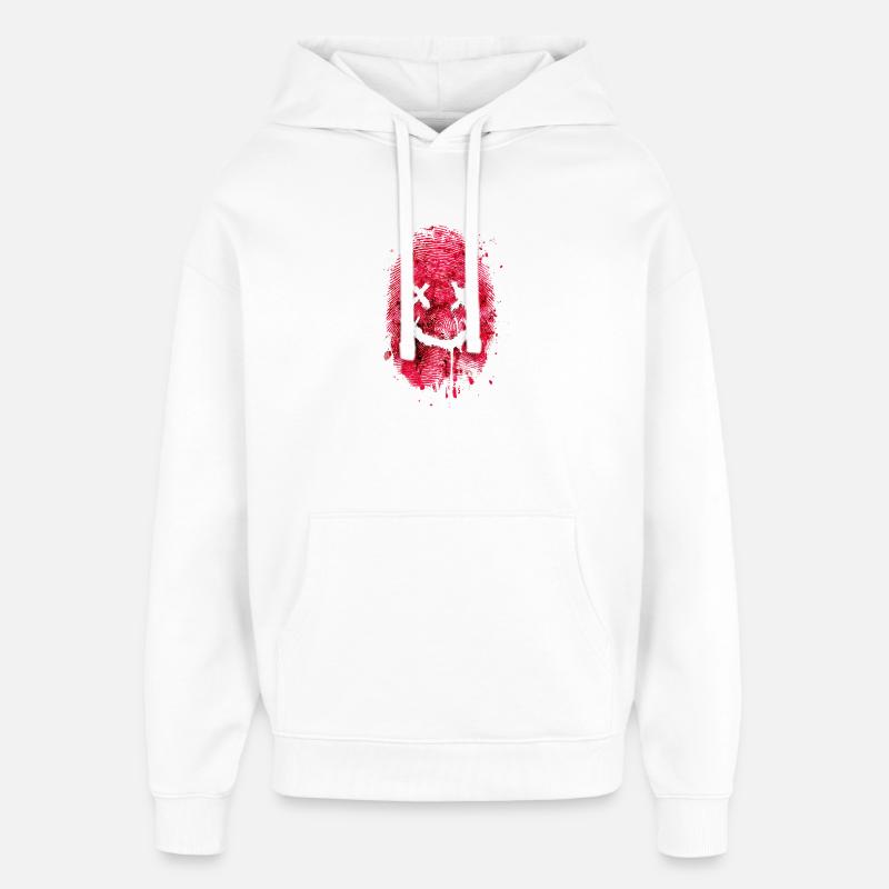 Empreinte digitale avec un message amical - Sweat à capuche unisexe Stanley/Stella Oversized - blanc