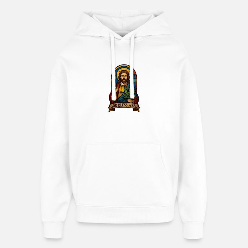 God Bless Weed - Sweat à capuche unisexe Stanley/Stella Oversized - blanc