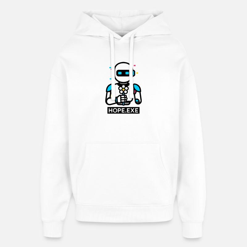 HOPE.EXE – Robot avec fleur - Sweat à capuche unisexe Stanley/Stella Oversized - blanc