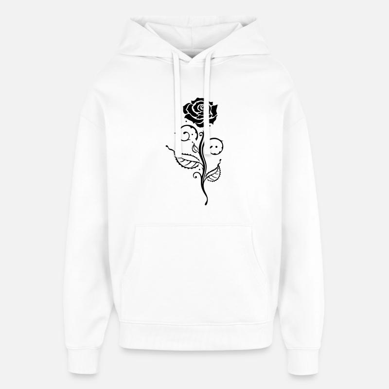 Rose Noire Ornement Gothique - Sweat à capuche unisexe Stanley/Stella Oversized - blanc
