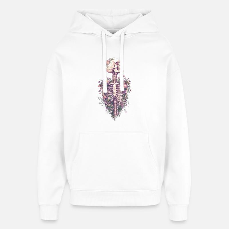 Cage thoracique florale - Sweat à capuche unisexe Stanley/Stella Oversized - blanc