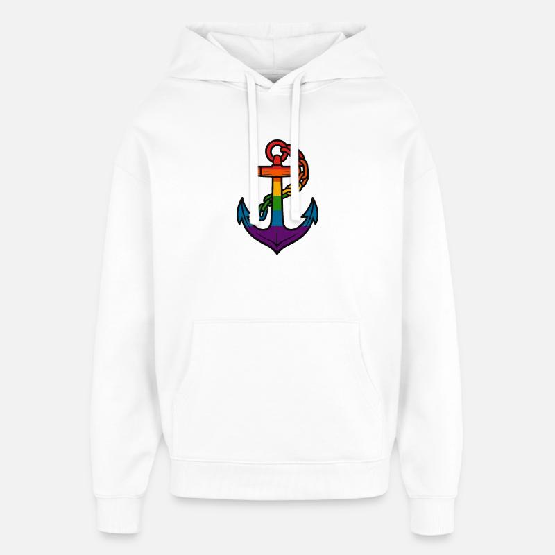 Ancre arc-en-ciel avec dégradé - Sweat à capuche unisexe Stanley/Stella Oversized - blanc