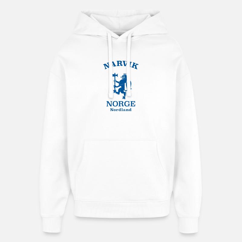 Narvik, Norvège, Norvège - Sweat à capuche unisexe Stanley/Stella Oversized - blanc