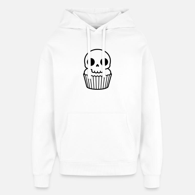 Cupcake effrayant | Crâne d’Halloween - Sweat à capuche unisexe Stanley/Stella Oversized - blanc