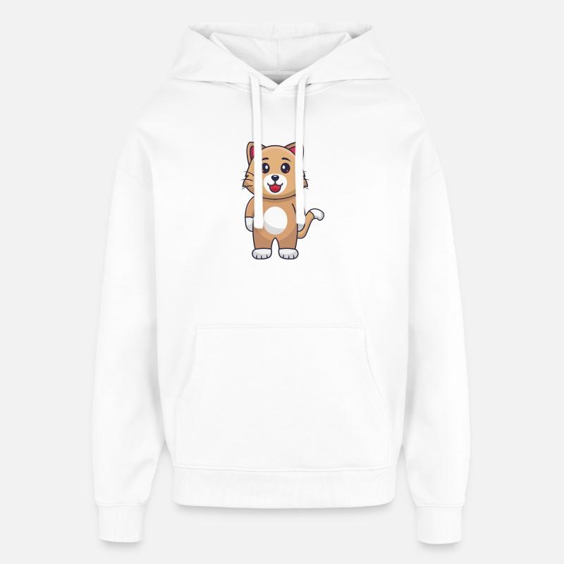 Chat de dessin animé - Sweat à capuche unisexe Stanley/Stella Oversized - blanc