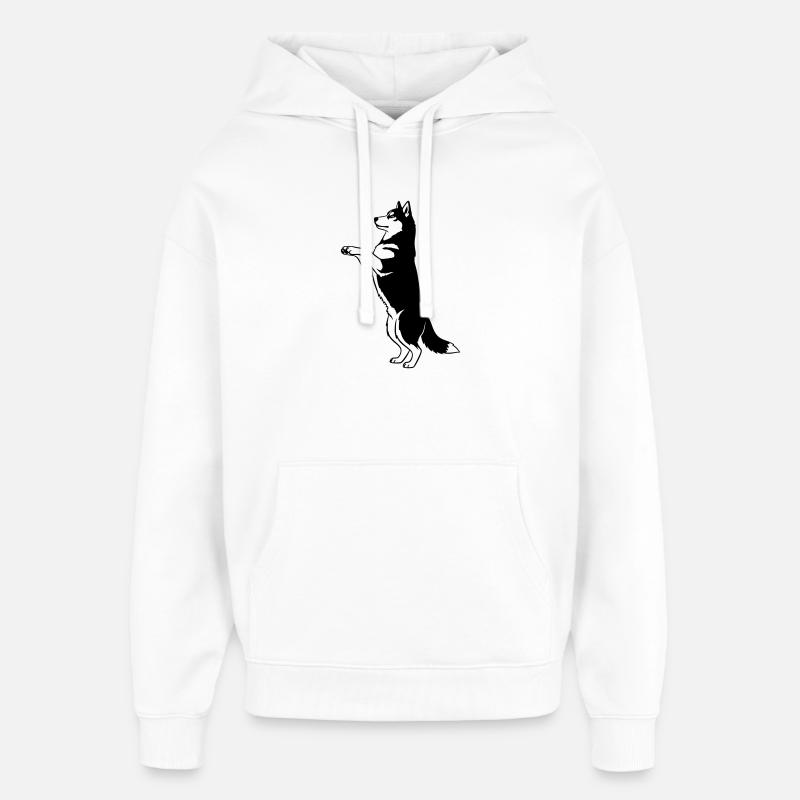 Stehender Hund Silhouette Vector - Oversized Unisex Hoodie von Stanley/Stella - Weiß