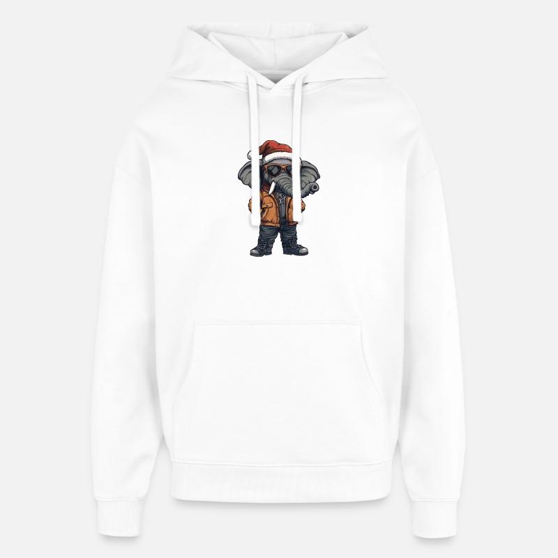Noël Éléphant Hiver - Sweat à capuche unisexe Stanley/Stella Oversized - blanc