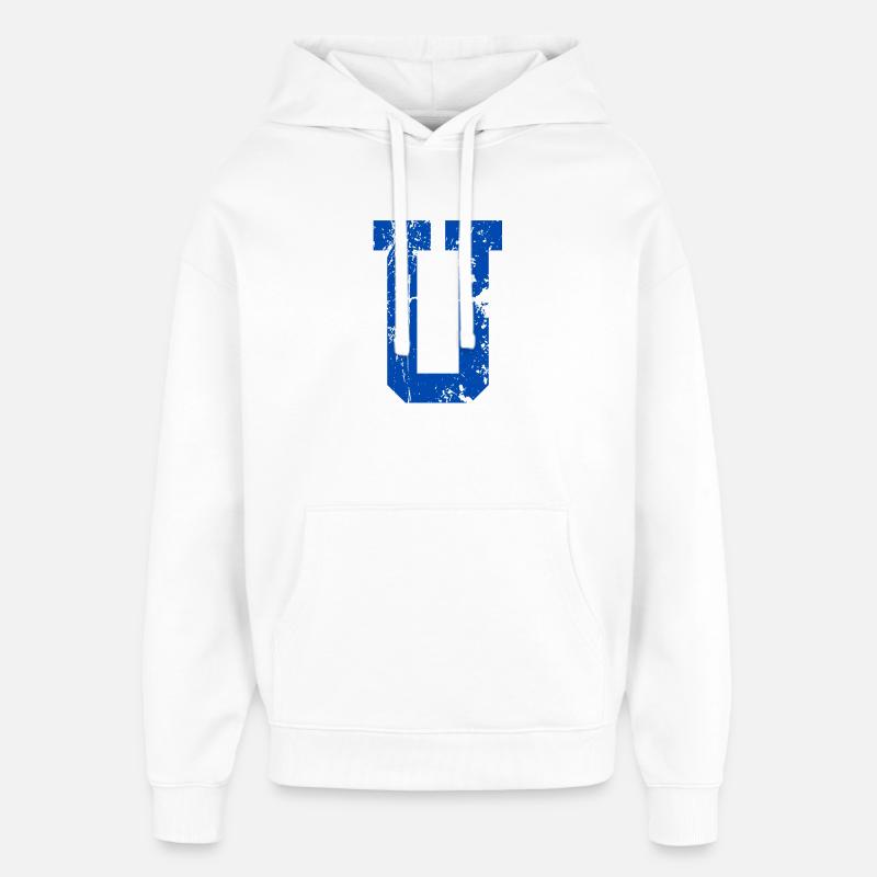 Lettre u sport rétro  - Sweat à capuche unisexe Stanley/Stella Oversized - blanc