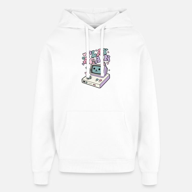 Play Again Katze Retro - Oversized Unisex Hoodie von Stanley/Stella - Weiß