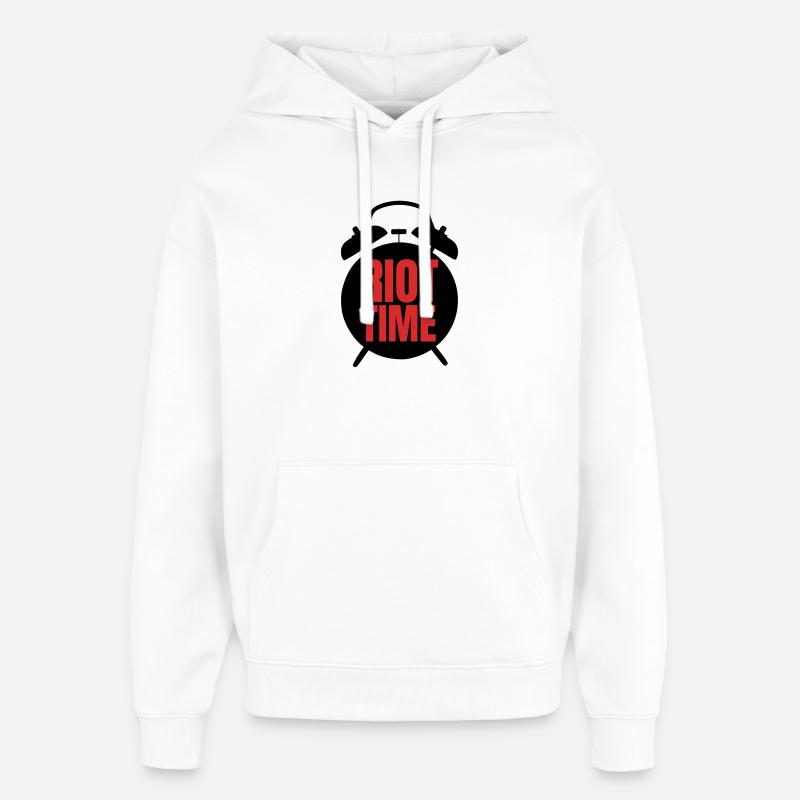 Riot Time – Mutiges rotes Textdesign - Oversized Unisex Hoodie von Stanley/Stella - Weiß