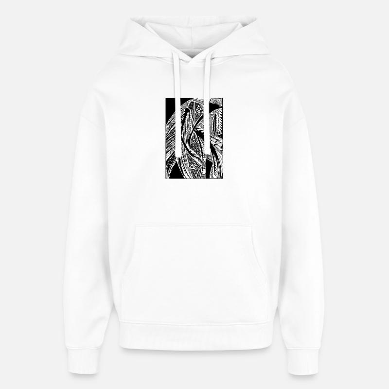 Design abstrait noir et blanc n°2 - Sweat à capuche unisexe Stanley/Stella Oversized - blanc
