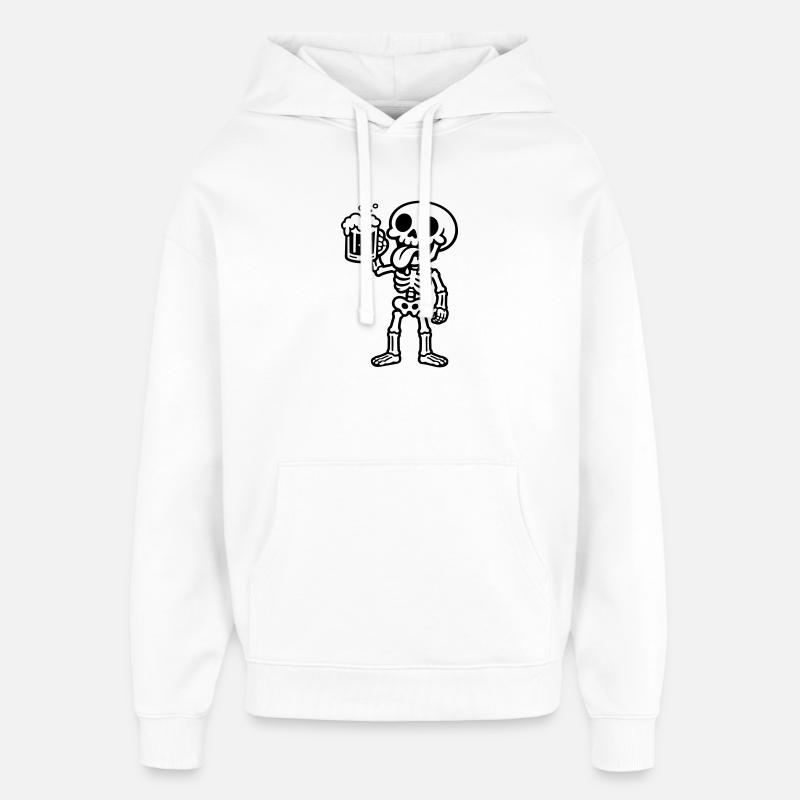 Skeleton Beer Comic - Oversized Unisex Hoodie by Stanley/Stella - white