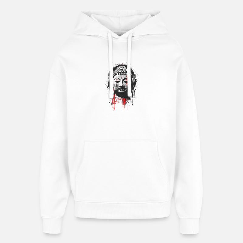 Bouddha avec des écouteurs – Méditation urbaine - Sweat à capuche unisexe Stanley/Stella Oversized - blanc