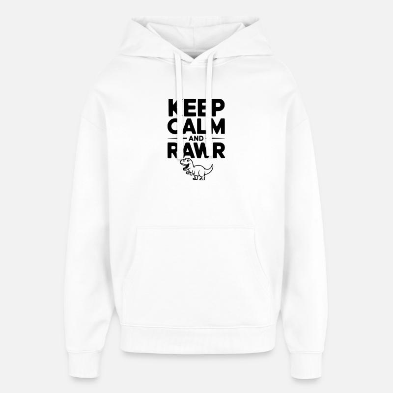 Reste calme et Rawr - Sweat à capuche unisexe Stanley/Stella Oversized - blanc
