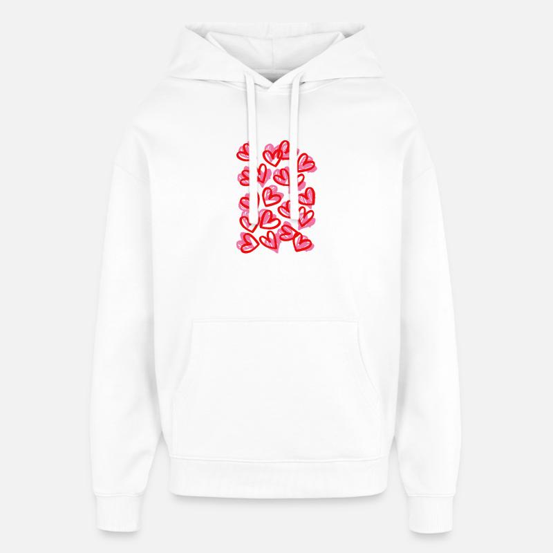 Motif de Cœurs Gribouillis Émouvants - Sweat à capuche unisexe Stanley/Stella Oversized - blanc