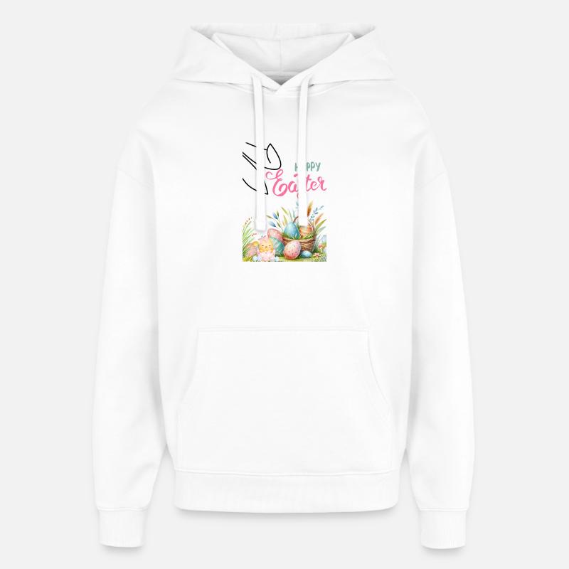 Pastell Ostern Korb und Eier - Oversized Unisex Hoodie von Stanley/Stella - Weiß