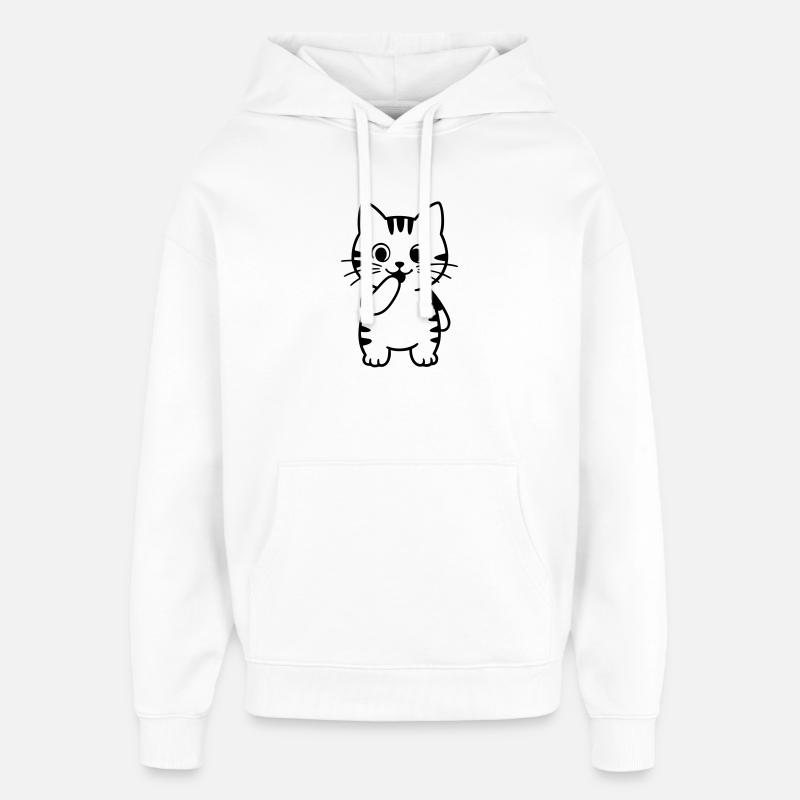 Silhouette debout du Chat tigre - Sweat à capuche unisexe Stanley/Stella Oversized - blanc
