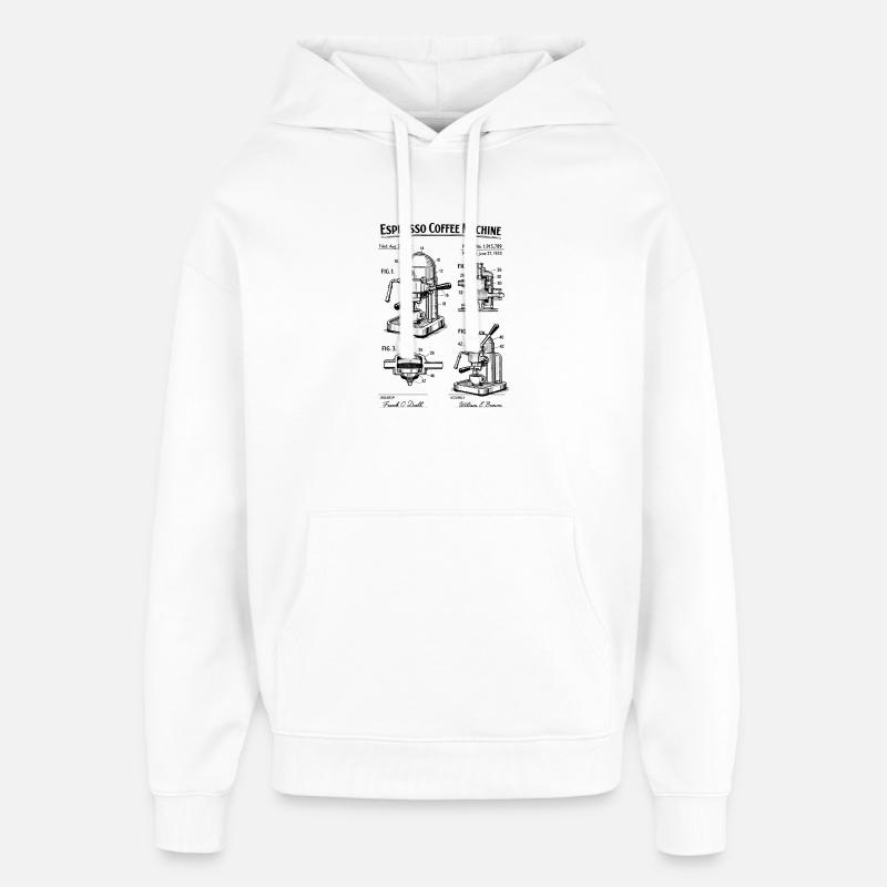 Brevetto del progetto per la macchina per espresso - Stanley/Stella Oversized Felpa con cappuccio unisex - bianco