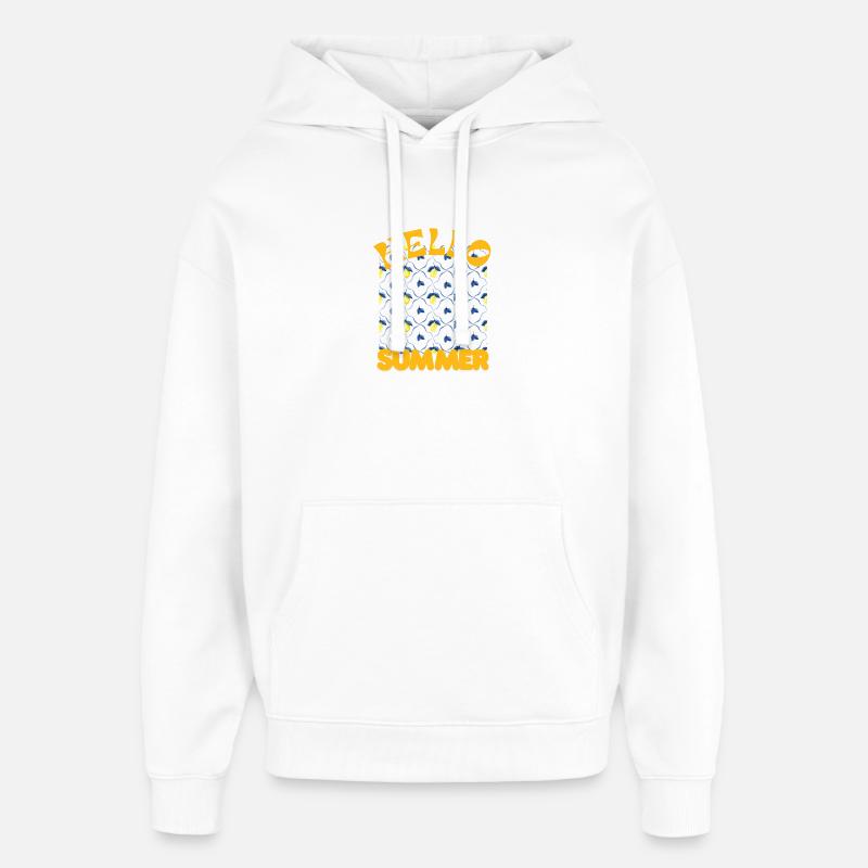 Hello Summer Lemon Pattern - Oversized Unisex Hoodie by Stanley/Stella - white