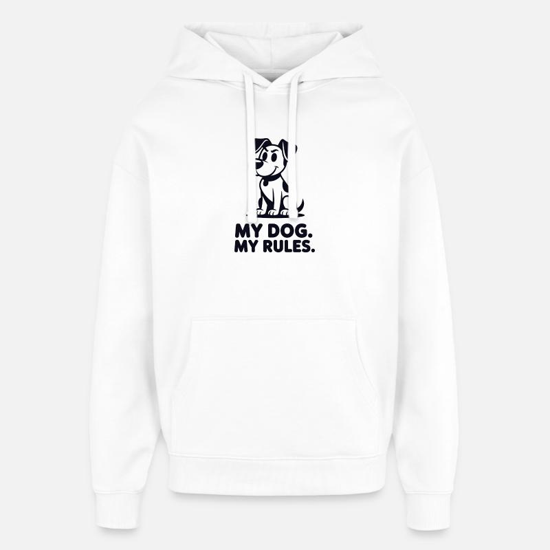 Motif du chien : Mes règles - Sweat à capuche unisexe Stanley/Stella Oversized - blanc