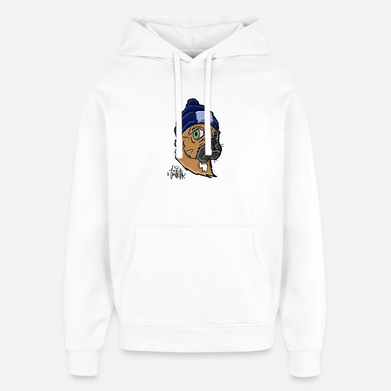 Chien avec un bonnet - Sweat à capuche unisexe Stanley/Stella Oversized - blanc