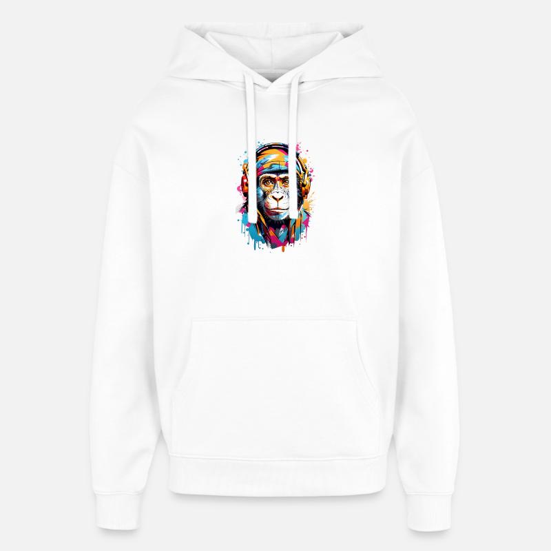 Singe cool - Sweat à capuche unisexe Stanley/Stella Oversized - blanc