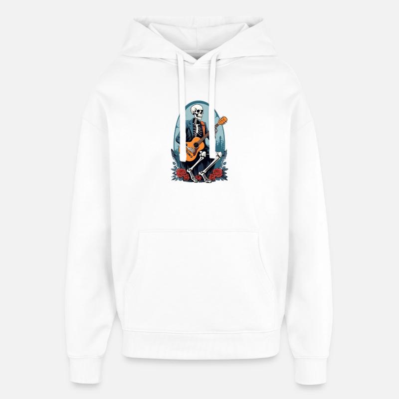 Squelette jouant de la guitare - Sweat à capuche unisexe Stanley/Stella Oversized - blanc
