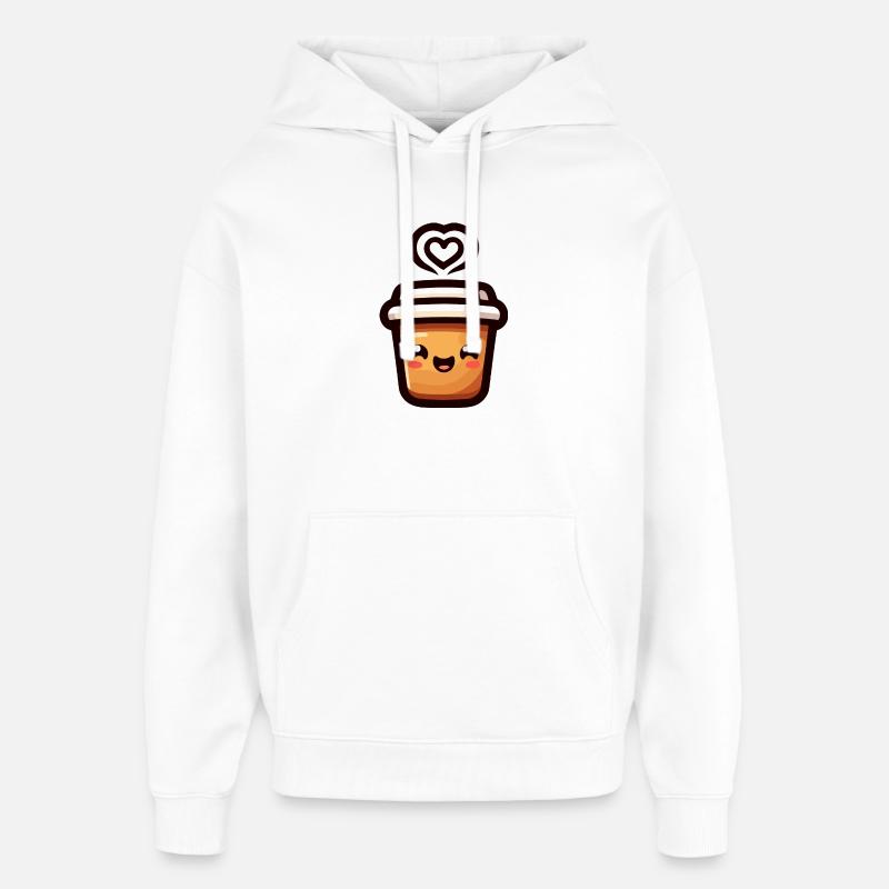 Caffeine Cutie: Der fröhliche Java - Oversized Unisex Hoodie von Stanley/Stella - Weiß