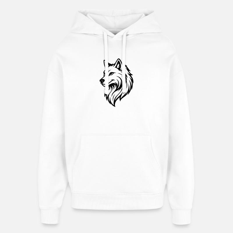 Silhouette de loup - Sweat à capuche unisexe Stanley/Stella Oversized - blanc