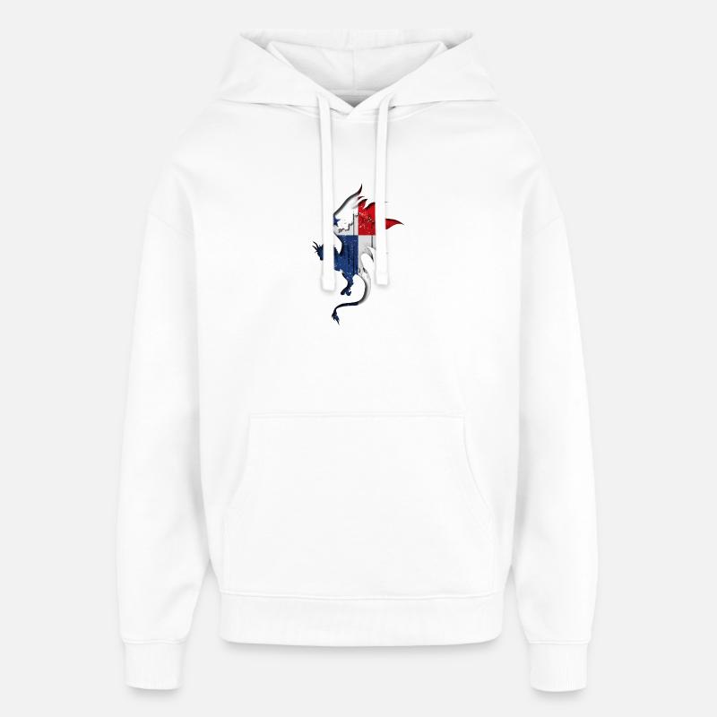 Drapeau du Panama - Silhouette de dragon - Sweat à capuche unisexe Stanley/Stella Oversized - blanc