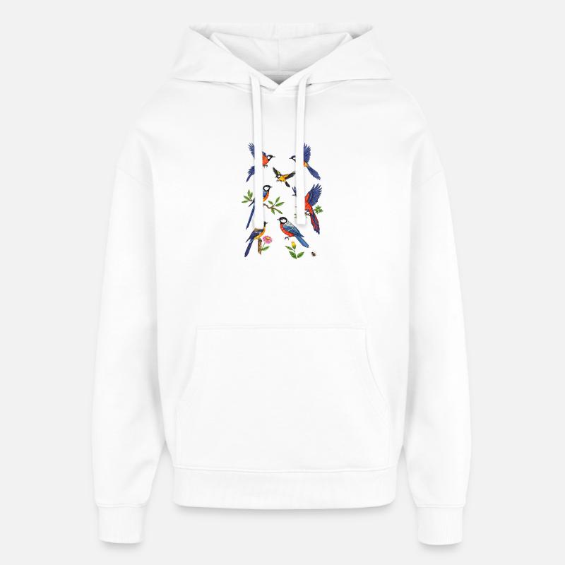 Oiseaux martin-pêcheurs - Sweat à capuche unisexe Stanley/Stella Oversized - blanc